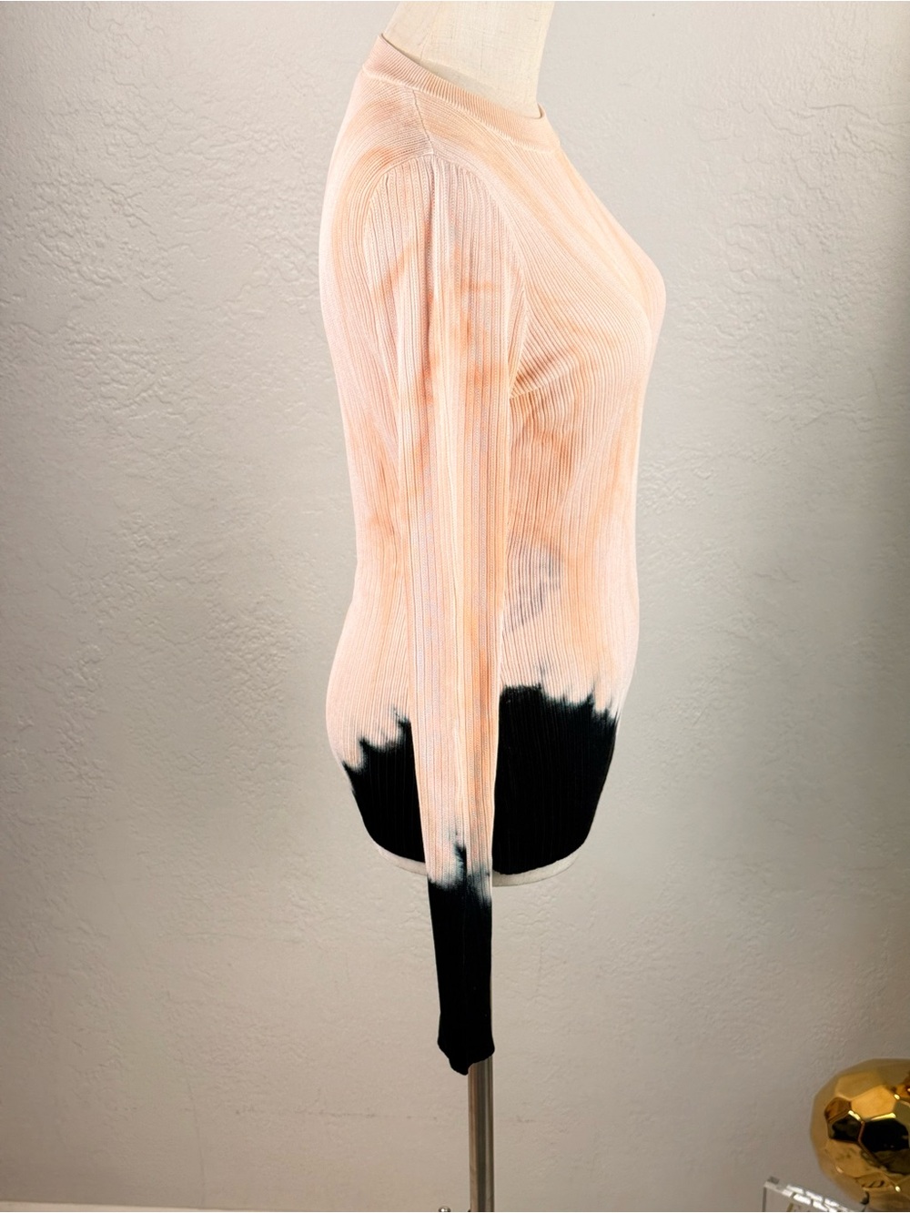 LUXE Proenza Schouler Resort Runway Tie Dye Ribbed Knit Top Peach Navy M - Picture 10 of 14